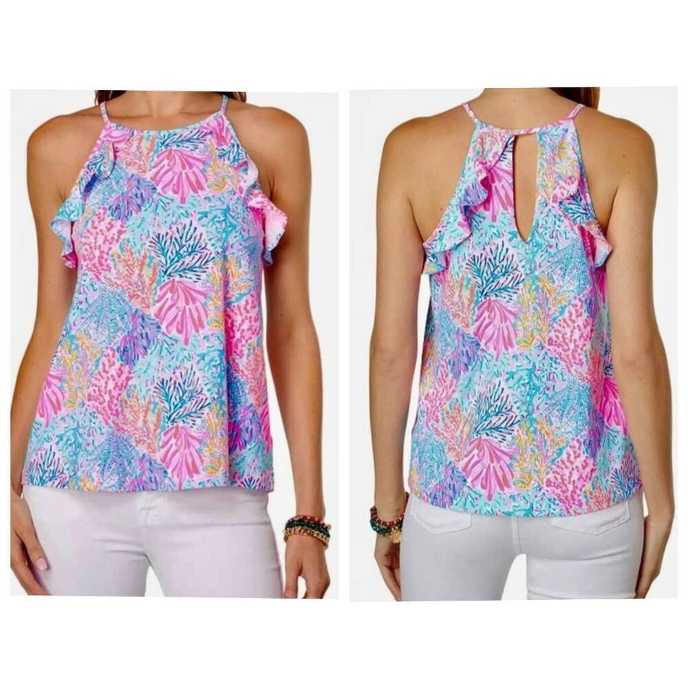 Lilly Pulitzer LP Billie Swing Tank Splashdance Large NWOT Preppy Bright Spring